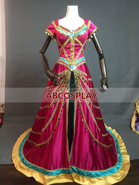 Aladdin And His Lamp Princess Jasmine Formal Magenta Live Action Movie Cosplay Costume