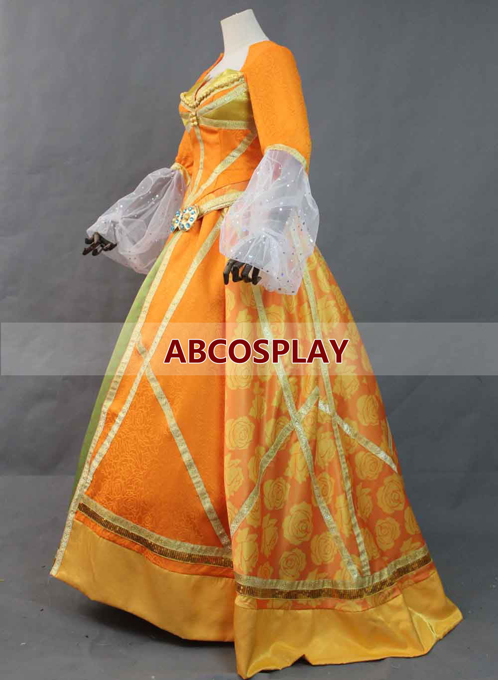 Aladdin Princess Jasmine Orange Brocade Dress Cosplay Costume