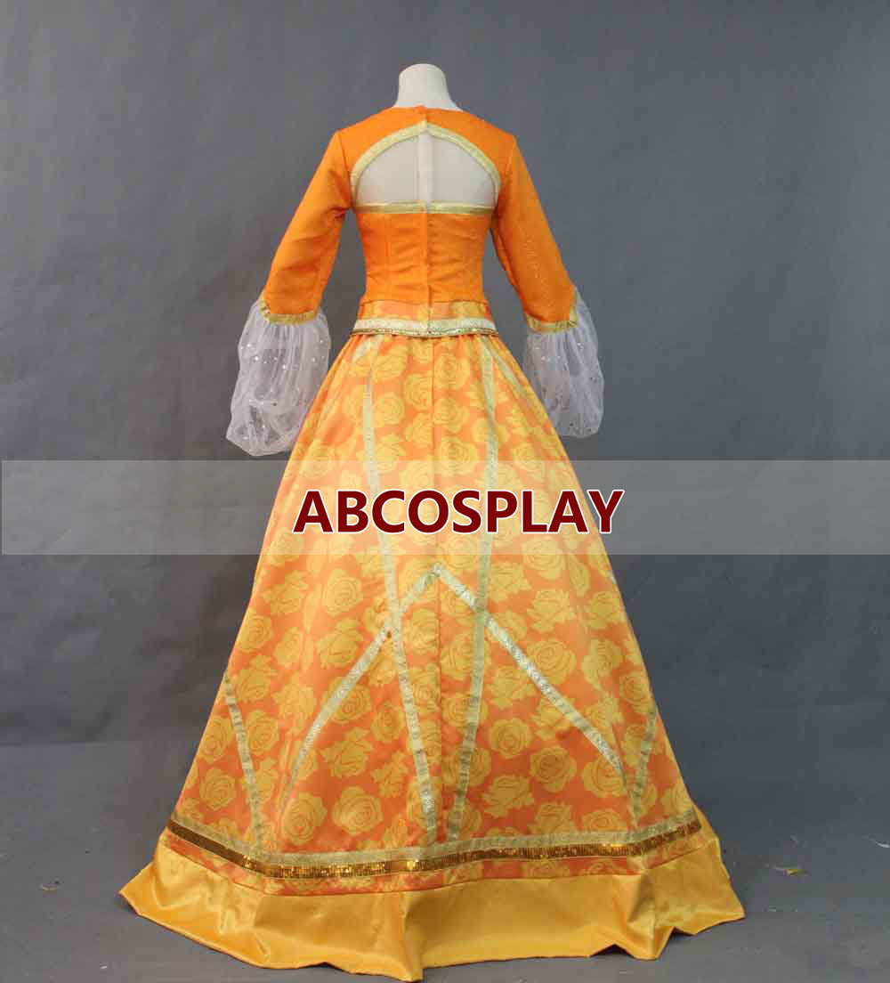 Aladdin Princess Jasmine Orange Brocade Dress Cosplay Costume