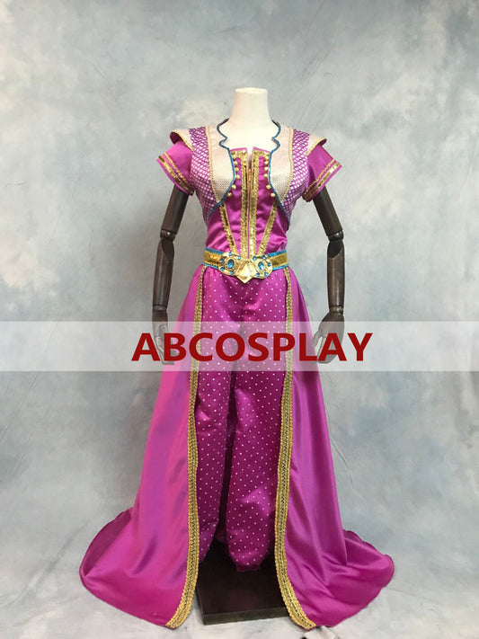 Aladdin Princess Dress Jasmine Pink Satin Live Action Movie Dress Cosplay Costume