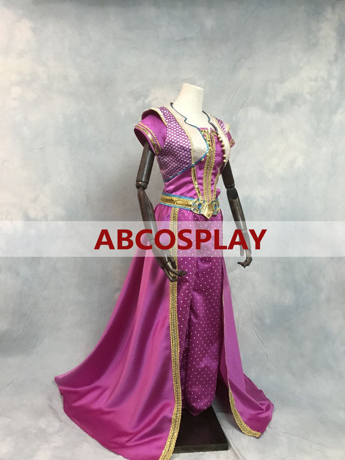 Aladdin Princess Dress Jasmine Pink Satin Live Action Movie Dress Cosplay Costume