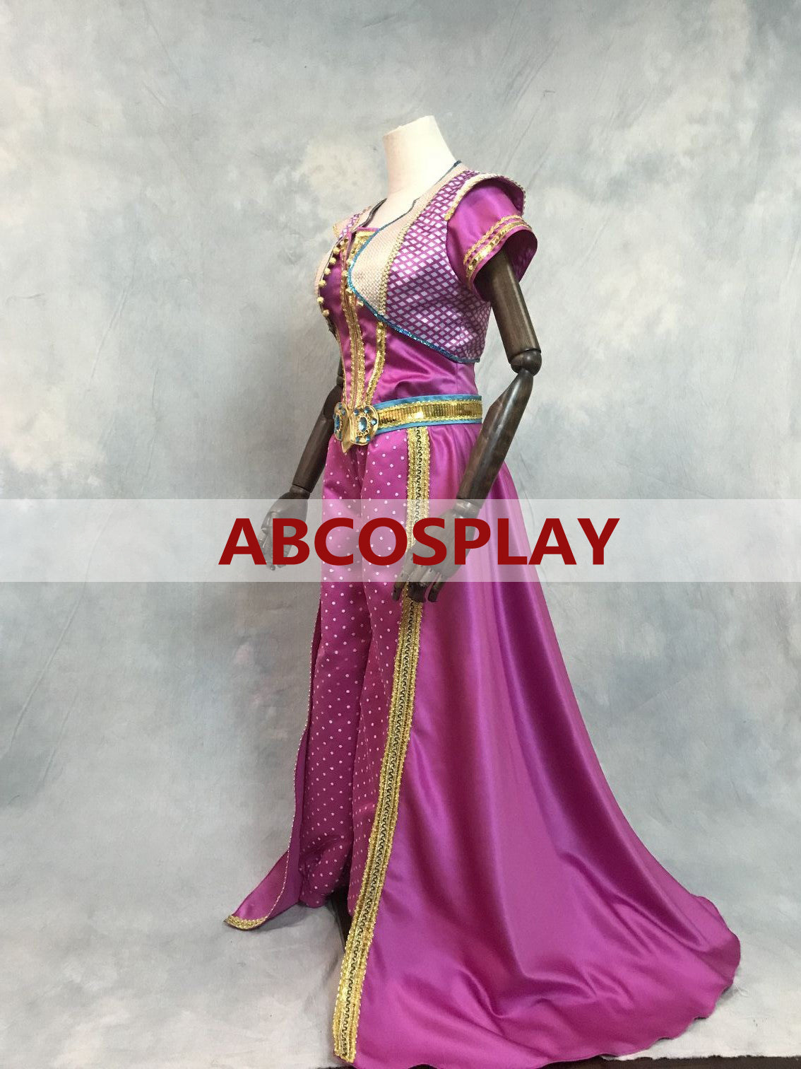 Aladdin Princess Dress Jasmine Pink Satin Live Action Movie Dress Cosplay Costume