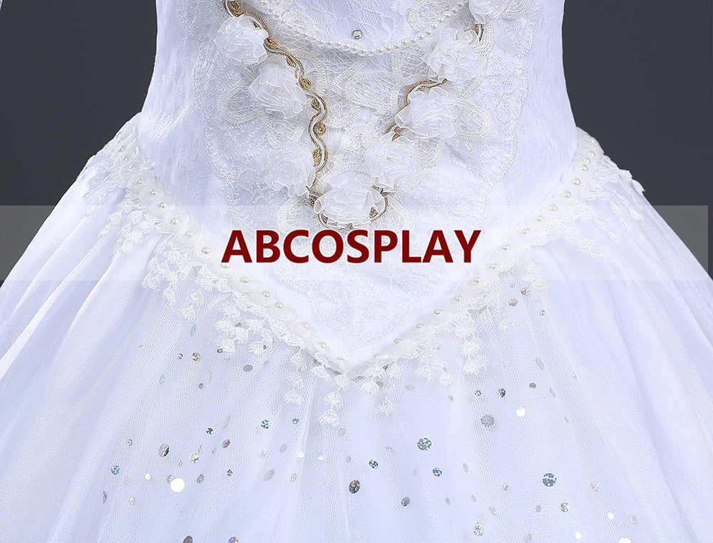 Alice In Wonderland White Queen Dress Cosplay Costume