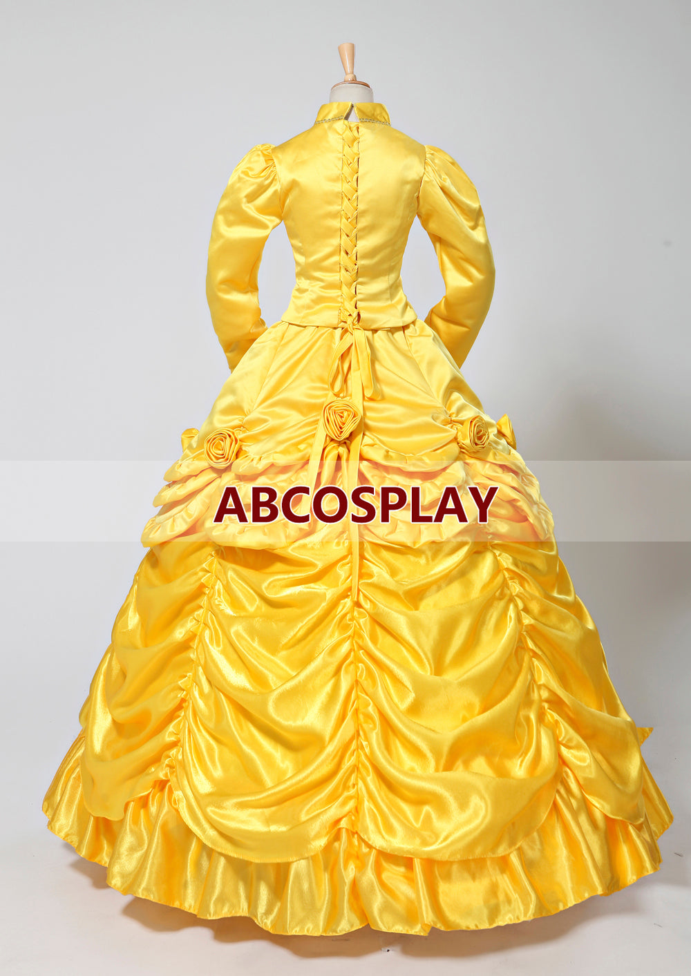 Princess Beauty And The Beast Belle Gold Yellow Dress Winter Cosplay Costume