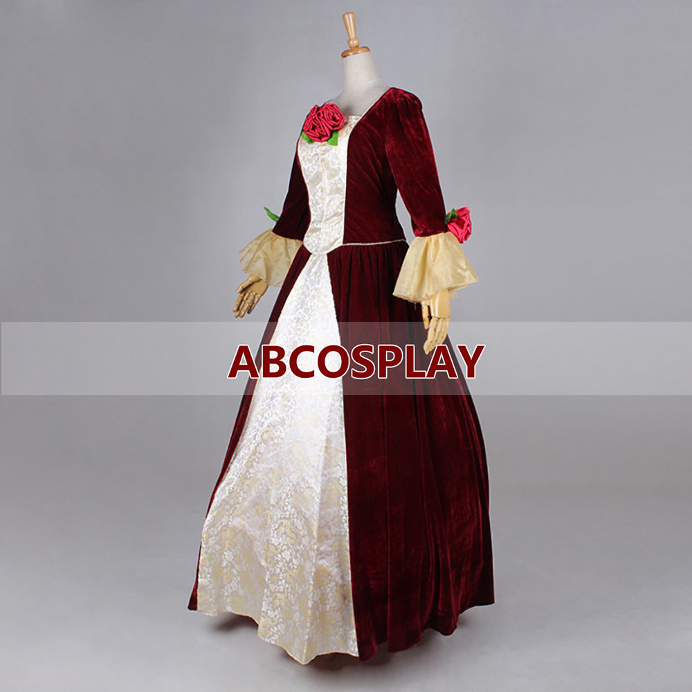 Beauty And The Beast Belle Velvet Princess Dress Cosplay Costume