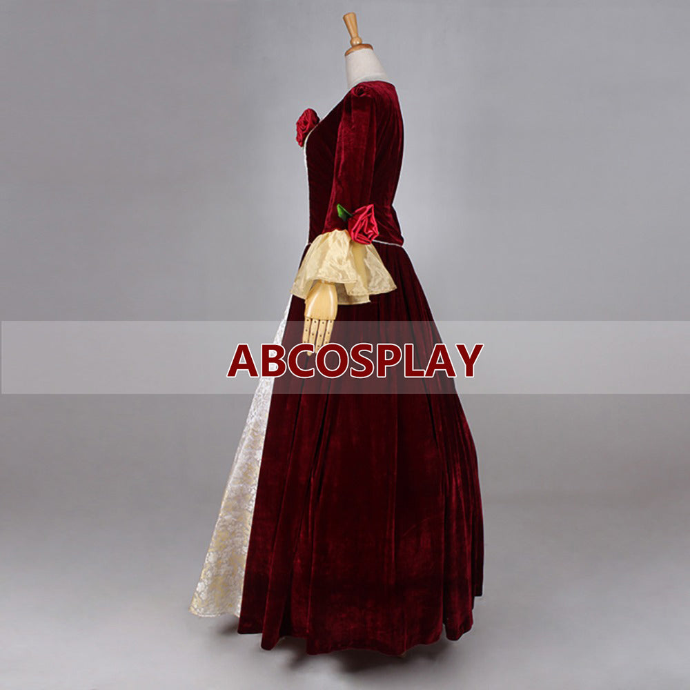 Beauty And The Beast Belle Velvet Princess Dress Cosplay Costume