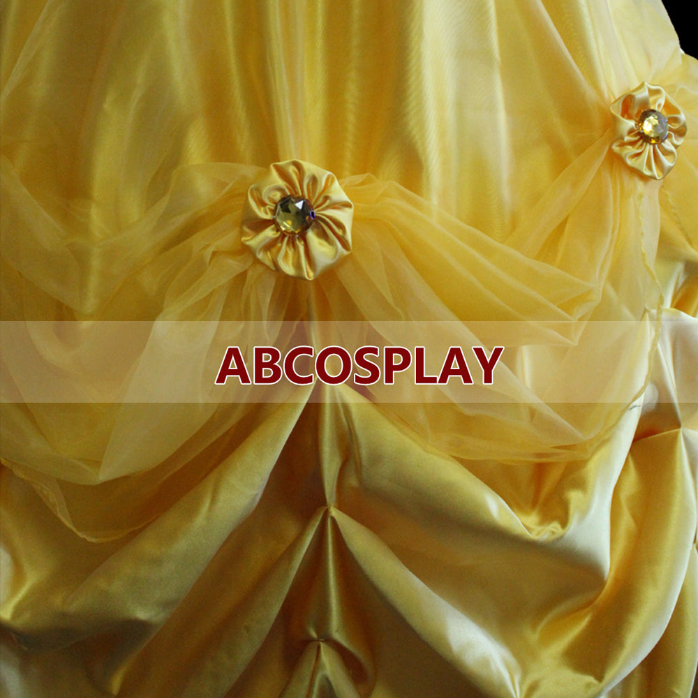 Princess Beauty And The Beast Belle Yellow Dress Cosplay Costumes