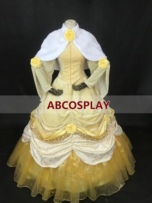 Beauty And The Beast Belle Yellow Dress Vs Cape Cosplay Costumes