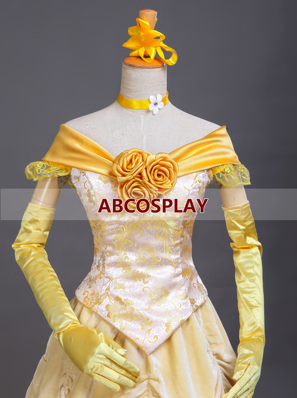 Beauty And the Beast Belle Princess Dress Yellow Satin Cosplay Costume