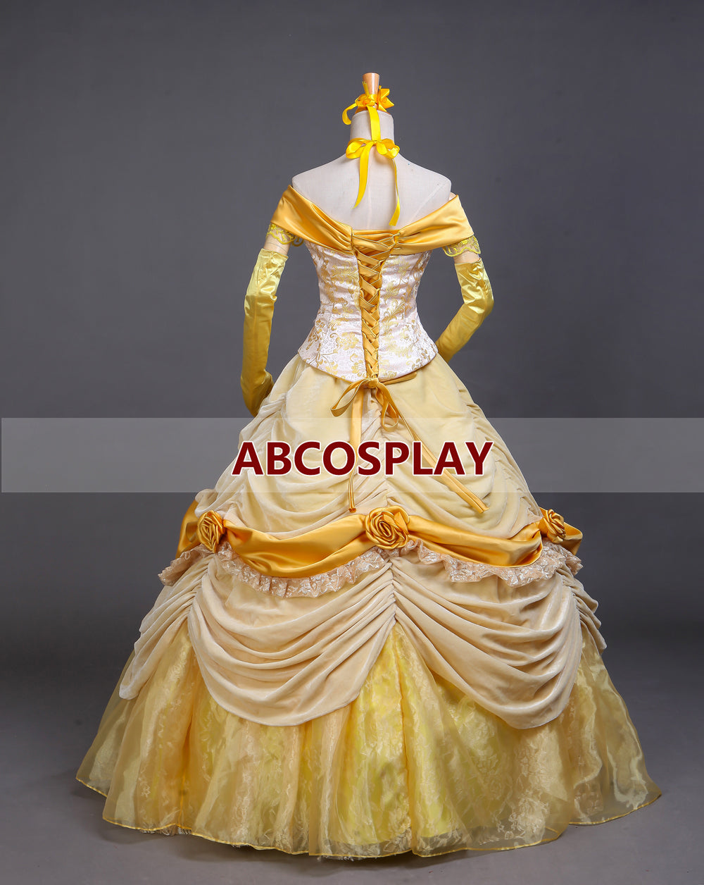 Beauty And the Beast Belle Princess Dress Yellow Satin Cosplay Costume