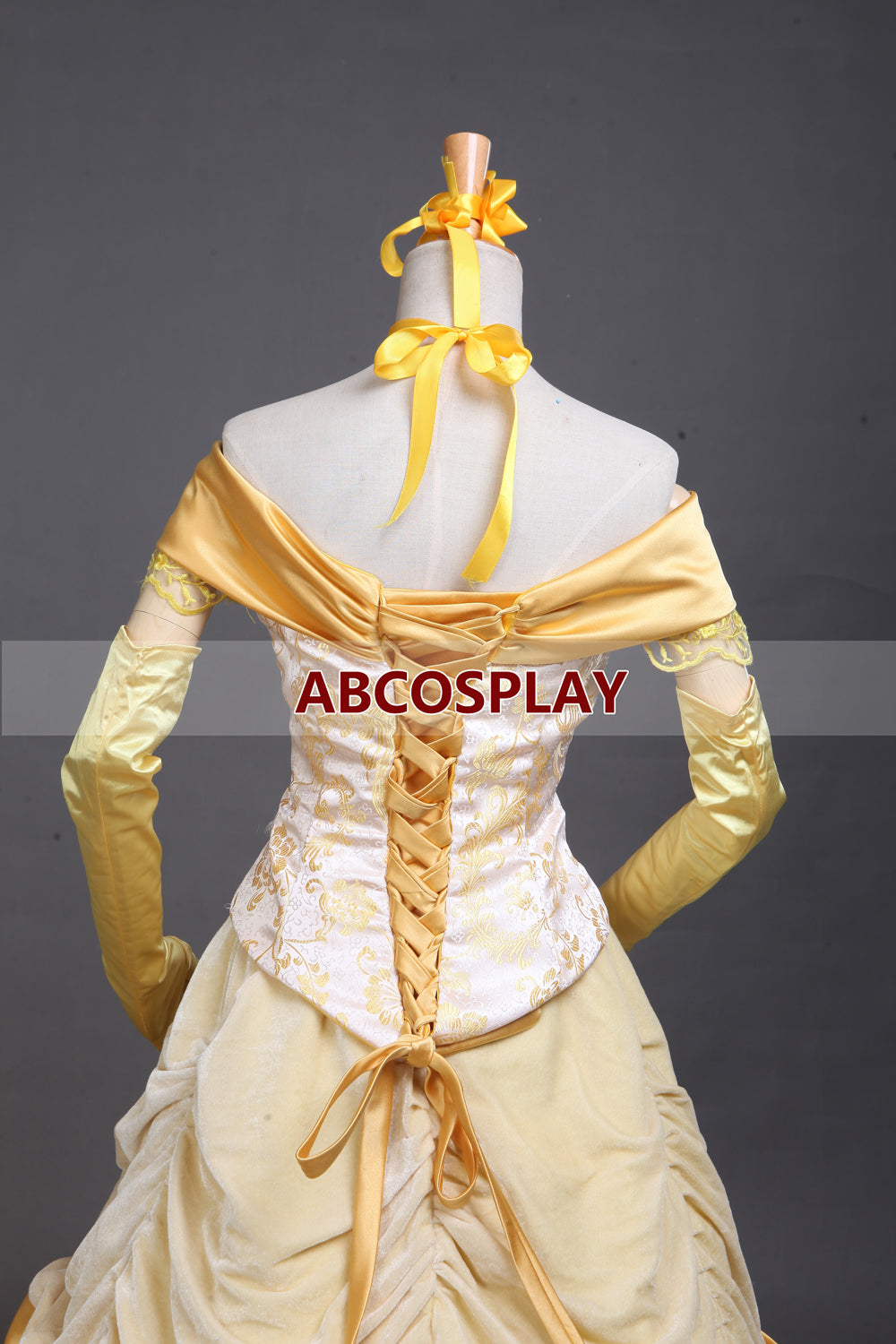 Beauty And the Beast Belle Princess Dress Yellow Satin Cosplay Costume