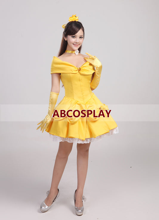 Beauty and The Beast Belle Princess Dress Short Dance Dress Cosplay Costume