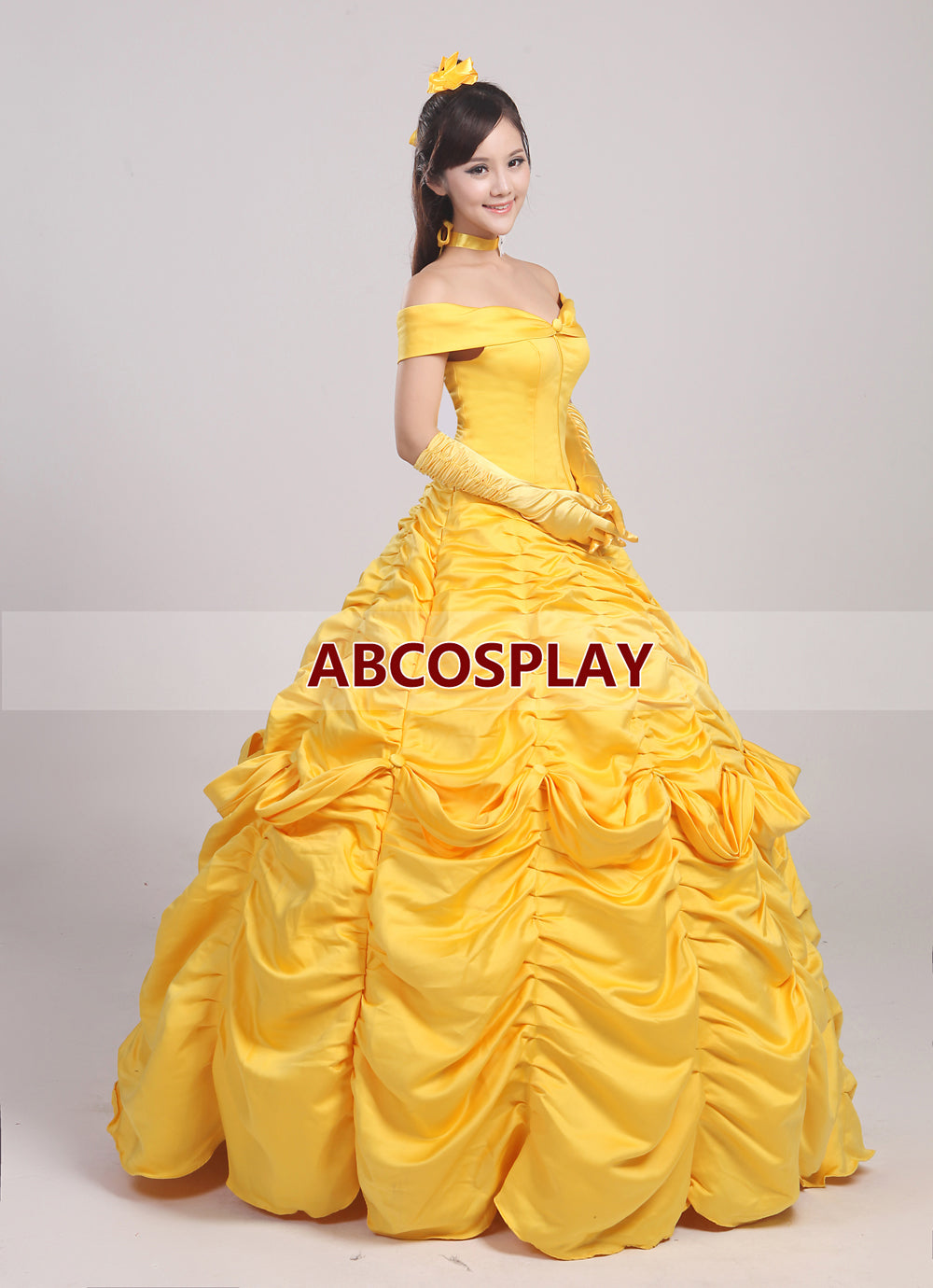Beauty and The Beast Belle Princess Dress Yellow Woman Cosplay Costume