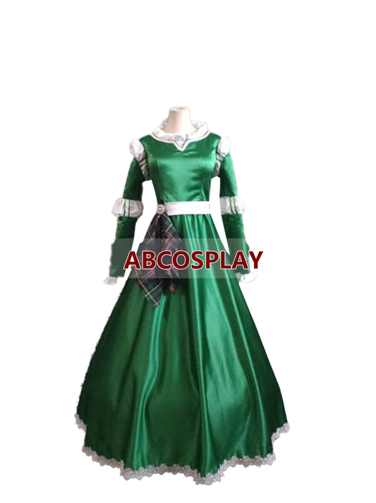 Brave Merida Princess Dress Green Cosplay Costume