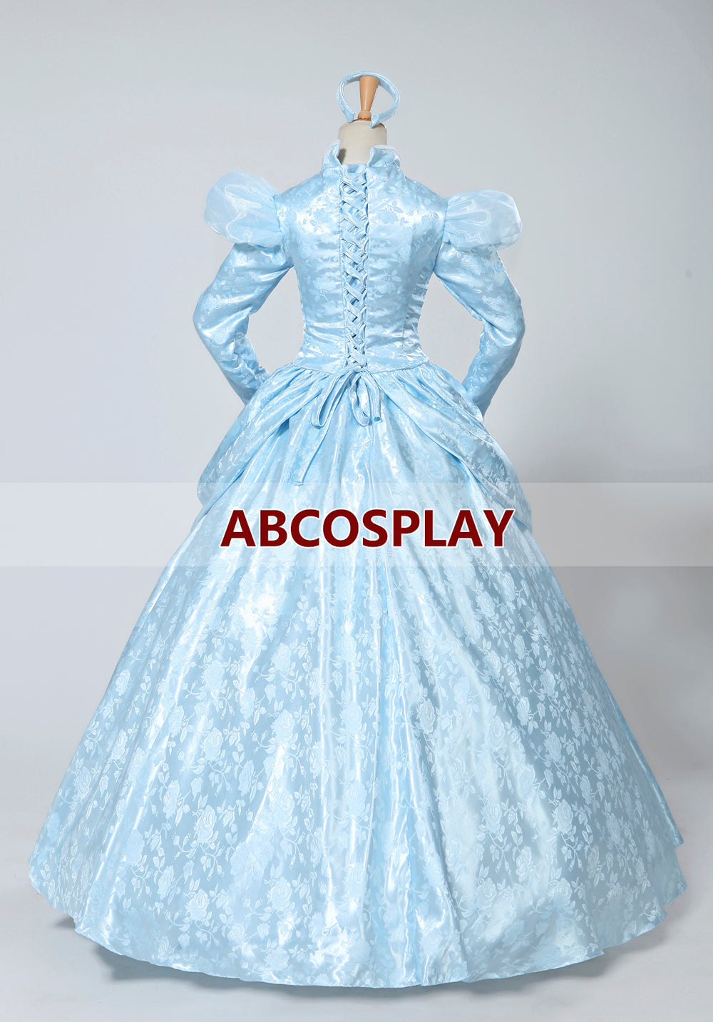 Cinderella Princess Blue Brocade Dress Cosplay Costumes