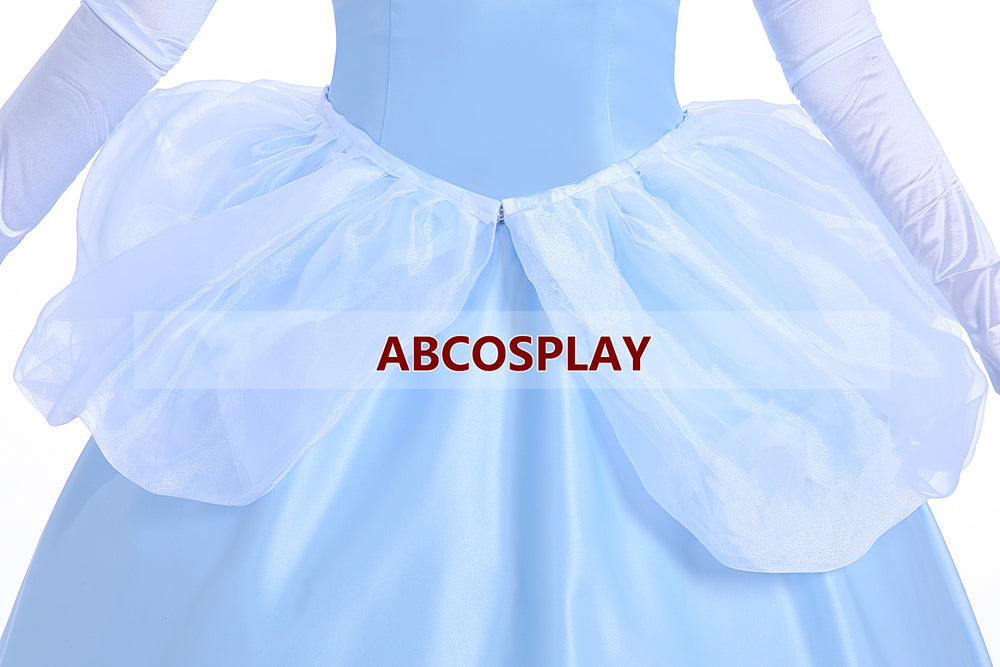 Princess Cinderella Blue Satin Dress Cosplay Costumes