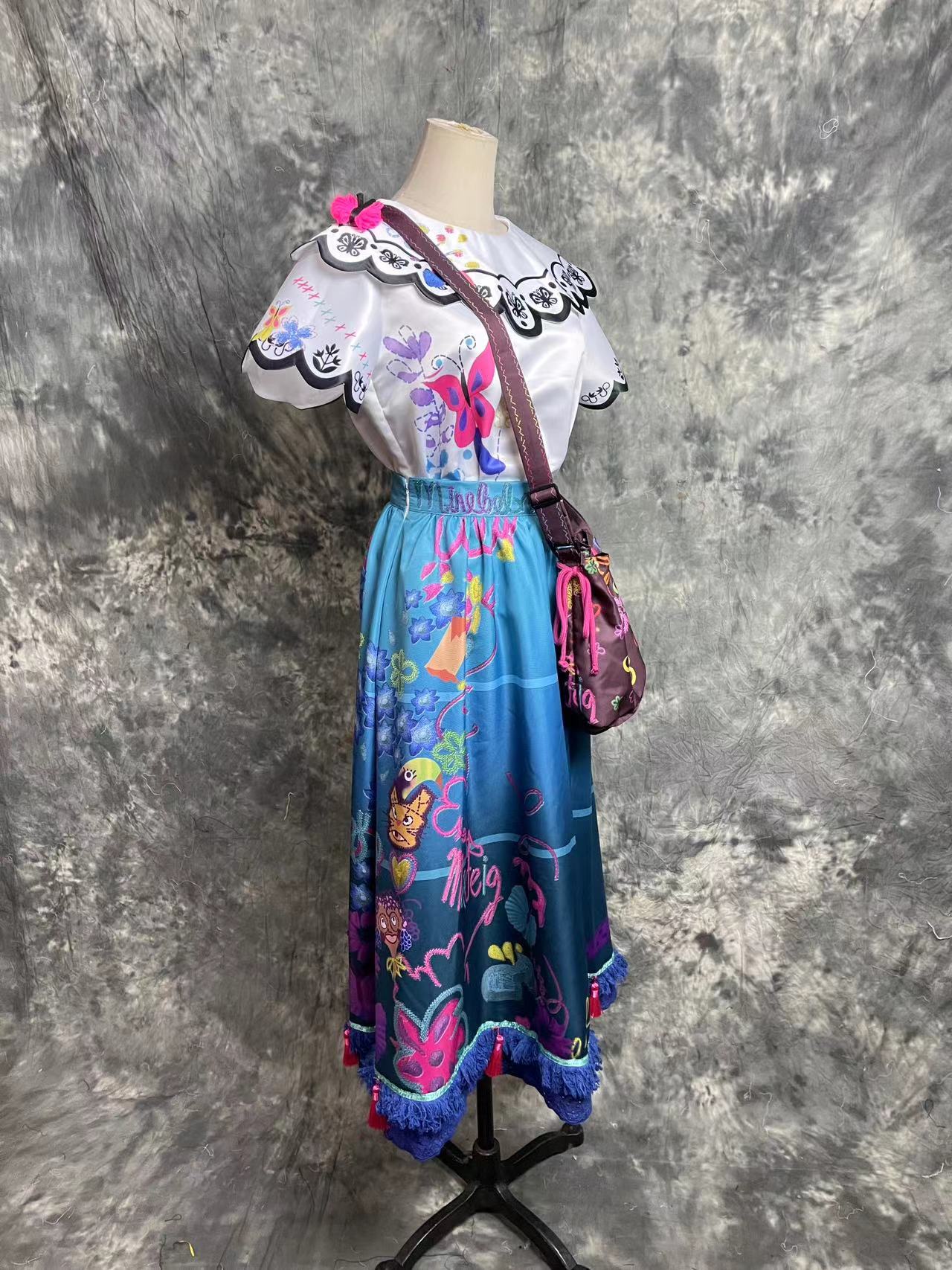 Encanto Mirabel Dolores Printed Dress Cosplay Costumes