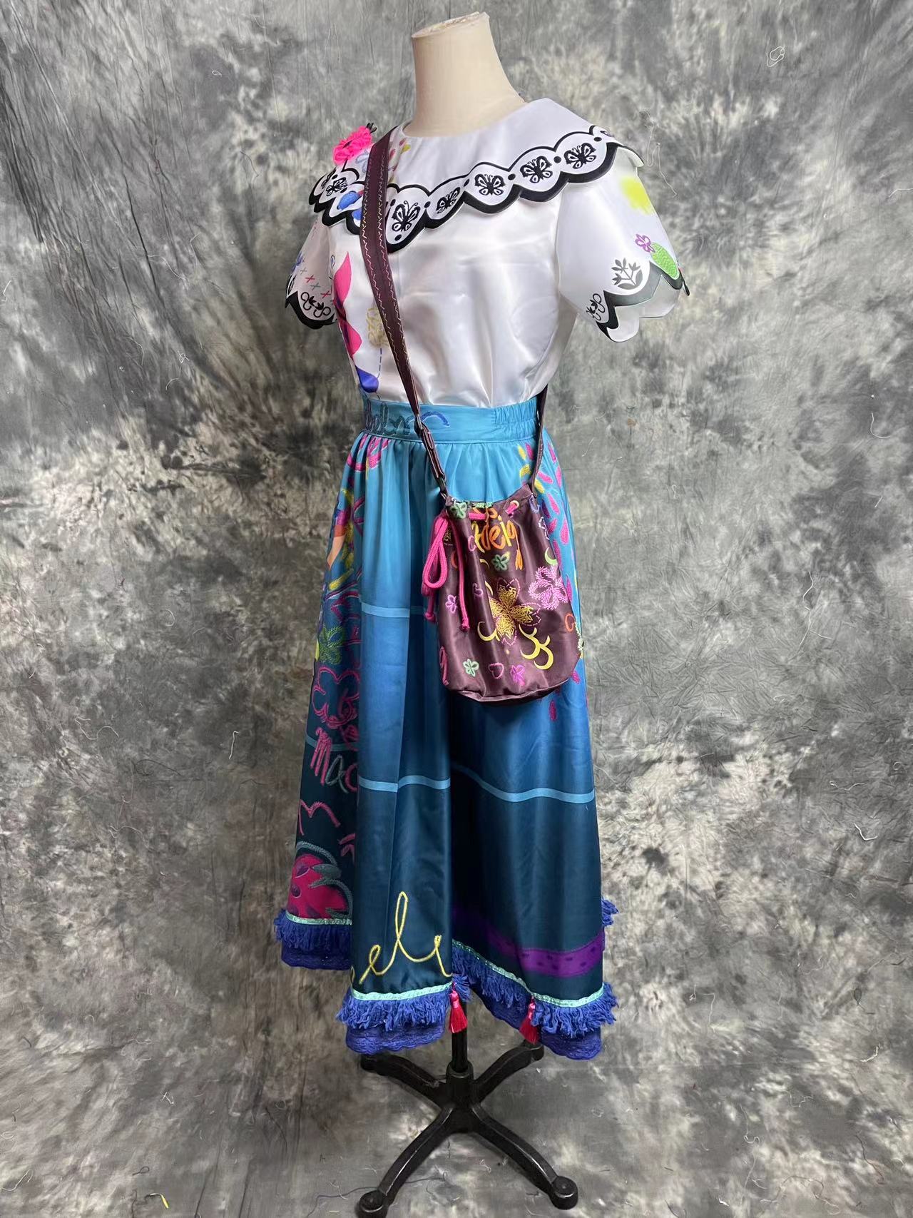 Encanto Mirabel Dolores Printed Dress Cosplay Costumes