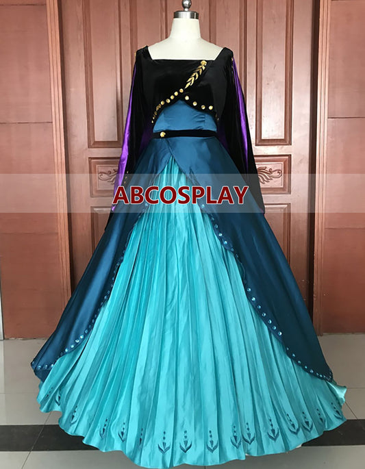 Princess Frozen 2 Anna Embroidery Dress Cosplay Costume Luxury Style