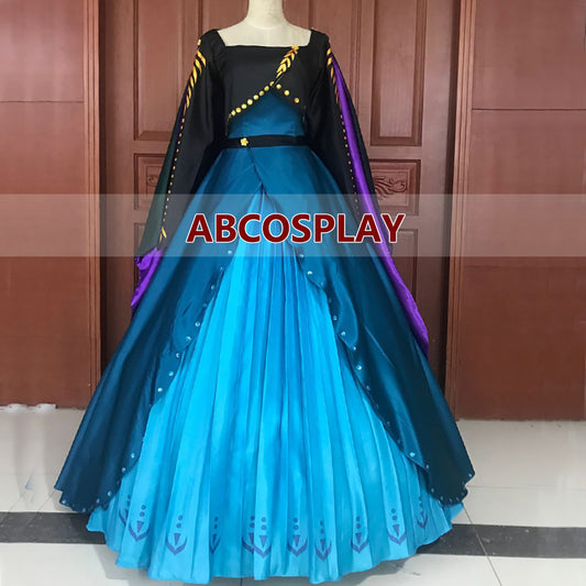 Frozen 2 Anna Printed Dress Princess Cosplay Costume