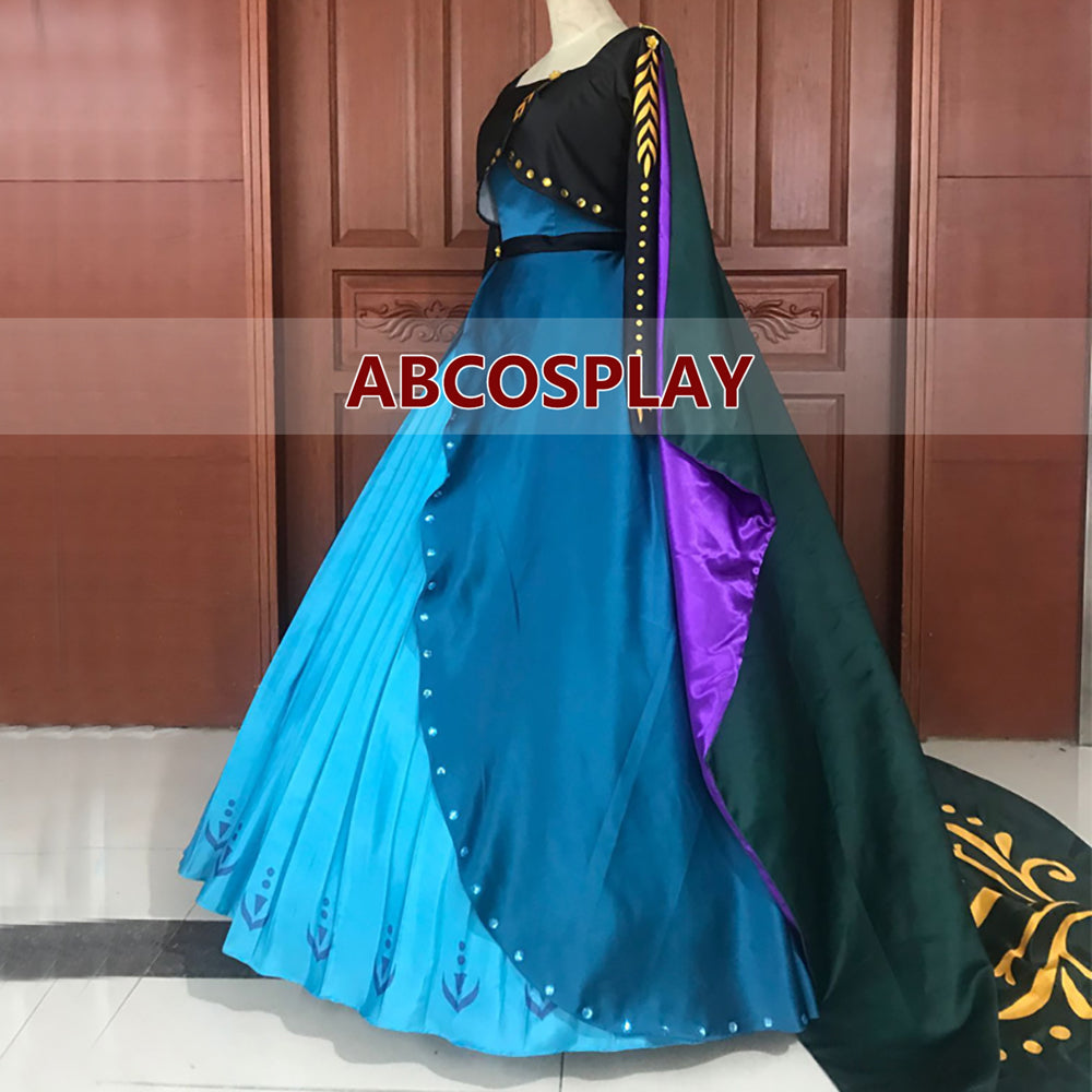 Frozen 2 Anna Printed Dress Princess Cosplay Costume