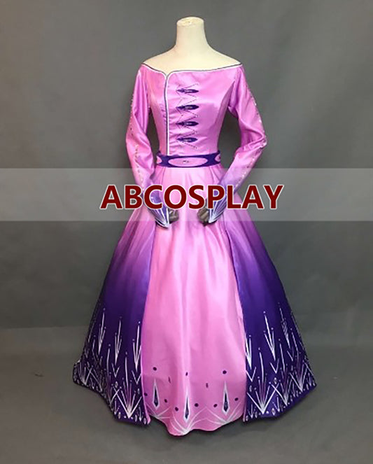 Frozen 2 Elsa Embroidery Dress Pink Luxury Style Cosplay Costume