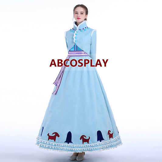 Princess Frozen Anna Adventure Deluxe Dress Cosplay Costume