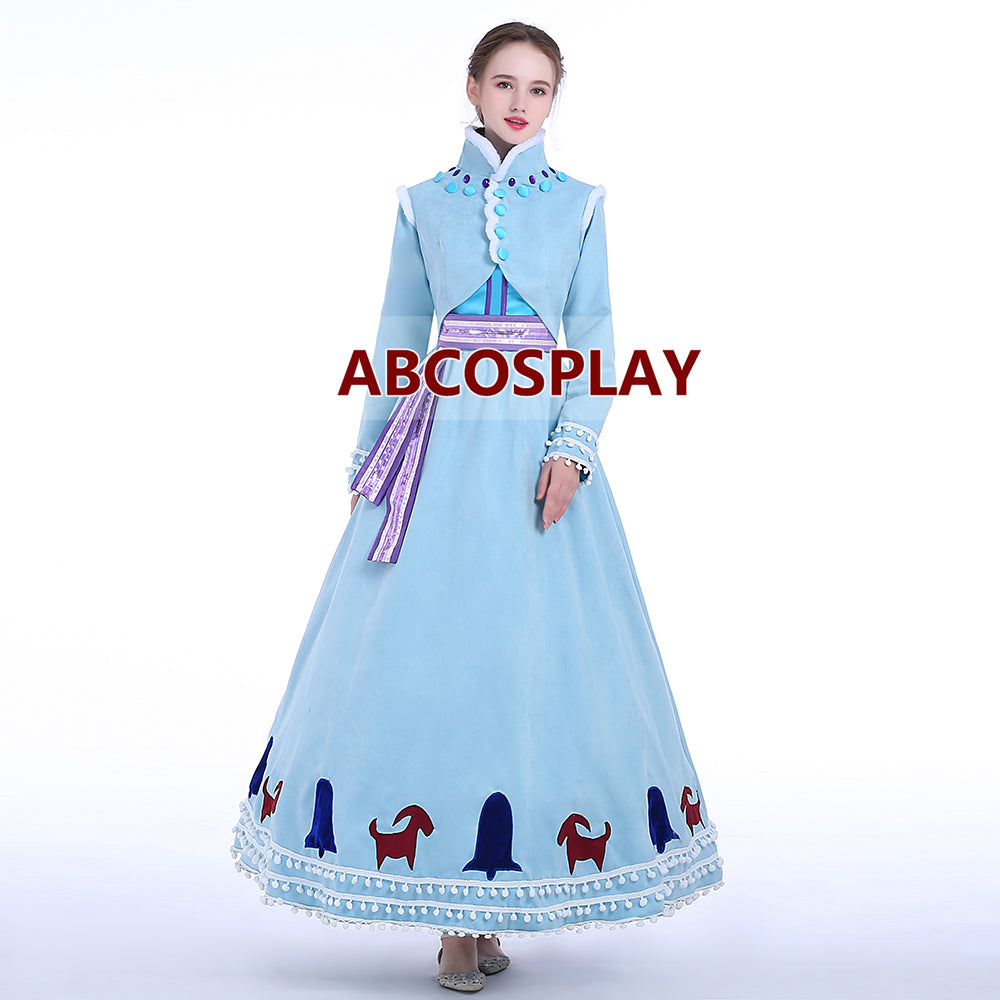 Princess Frozen Anna Adventure Deluxe Dress Cosplay Costume