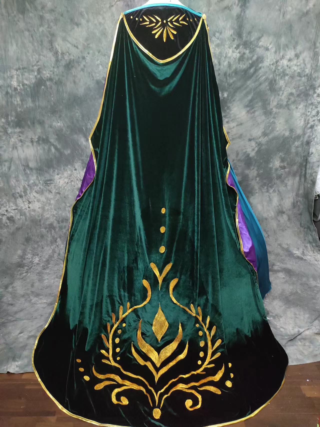 Frozen Anna Priness Embroidery Dress Cosplay Costumes