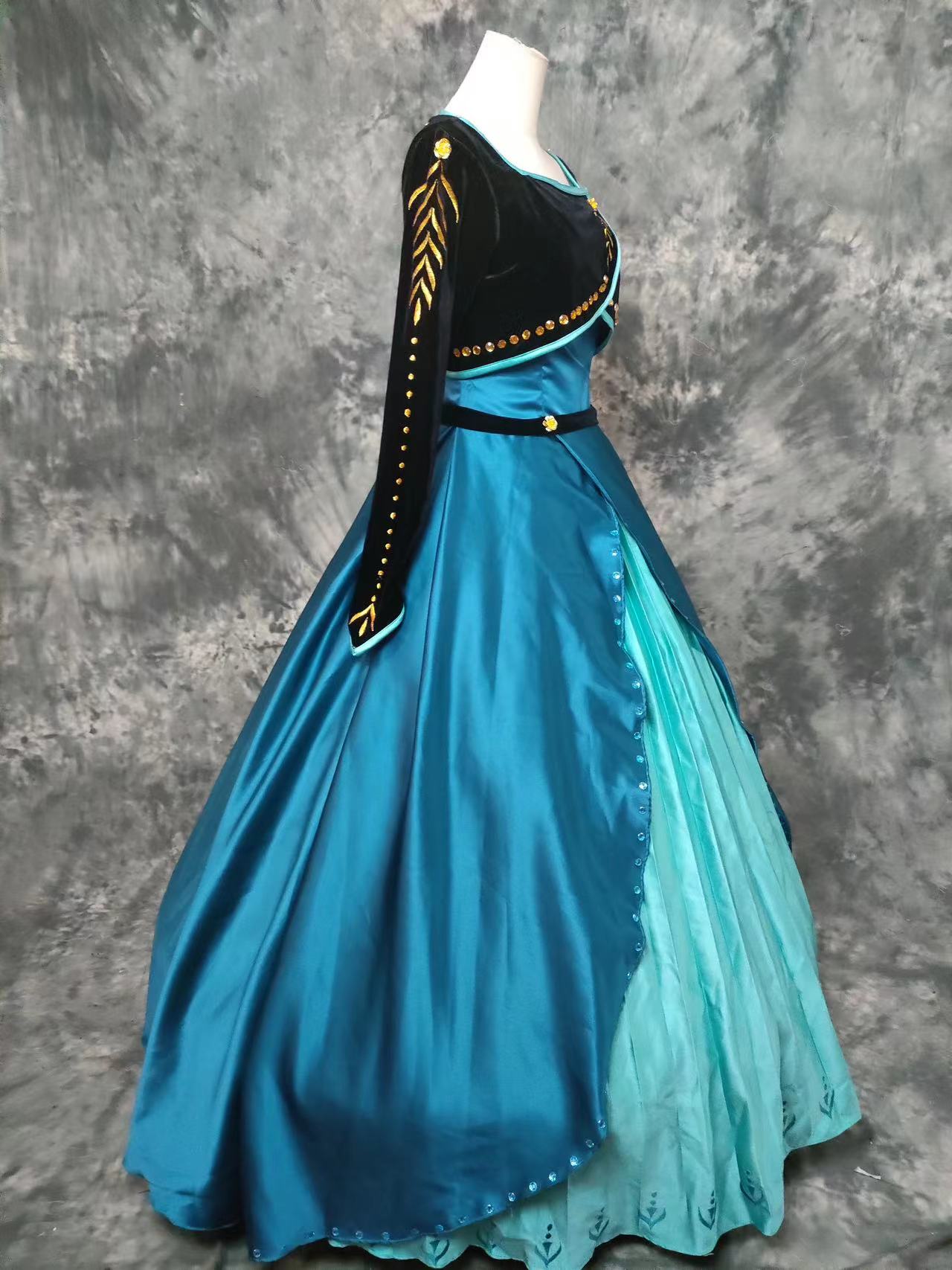 Frozen Anna Priness Embroidery Dress Cosplay Costumes