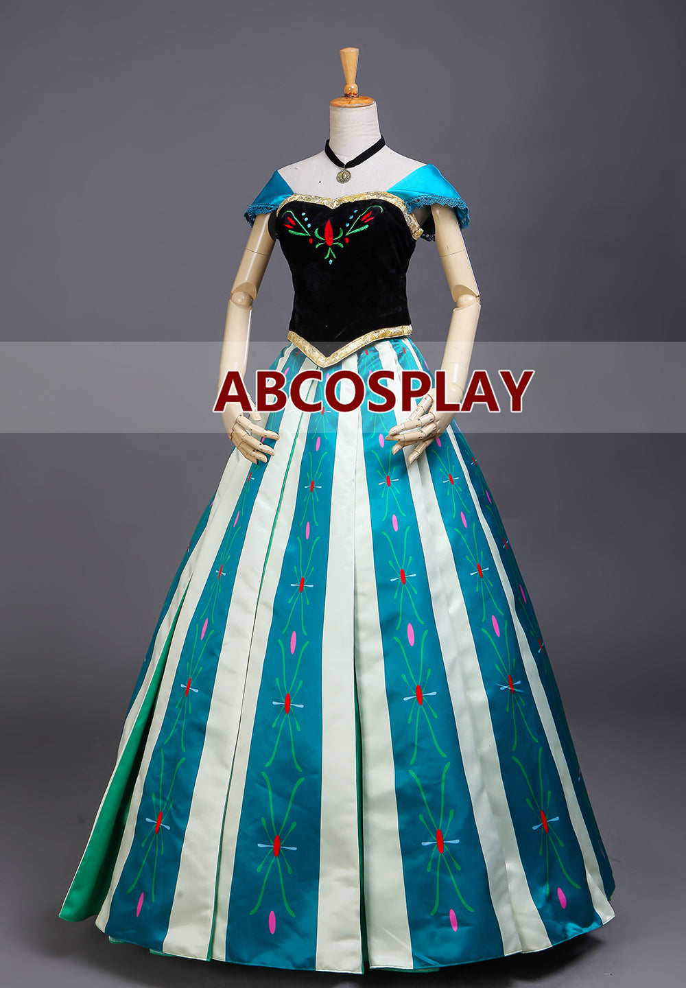 Princess Frozen Anna Printed Dress Cosplay Costume