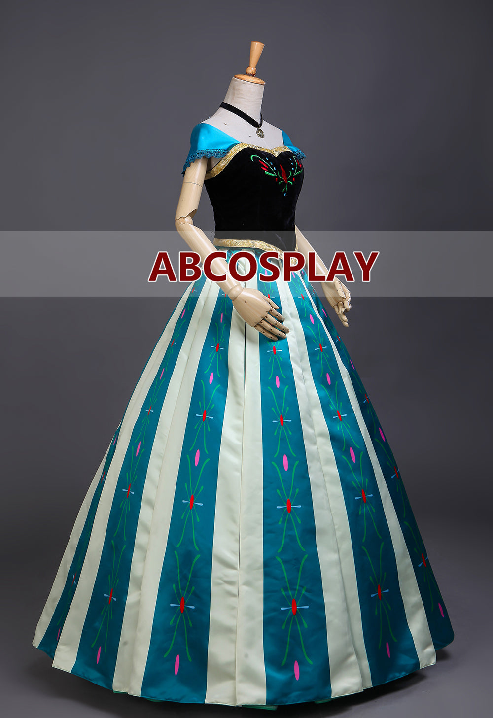 Princess Frozen Anna Printed Dress Cosplay Costume