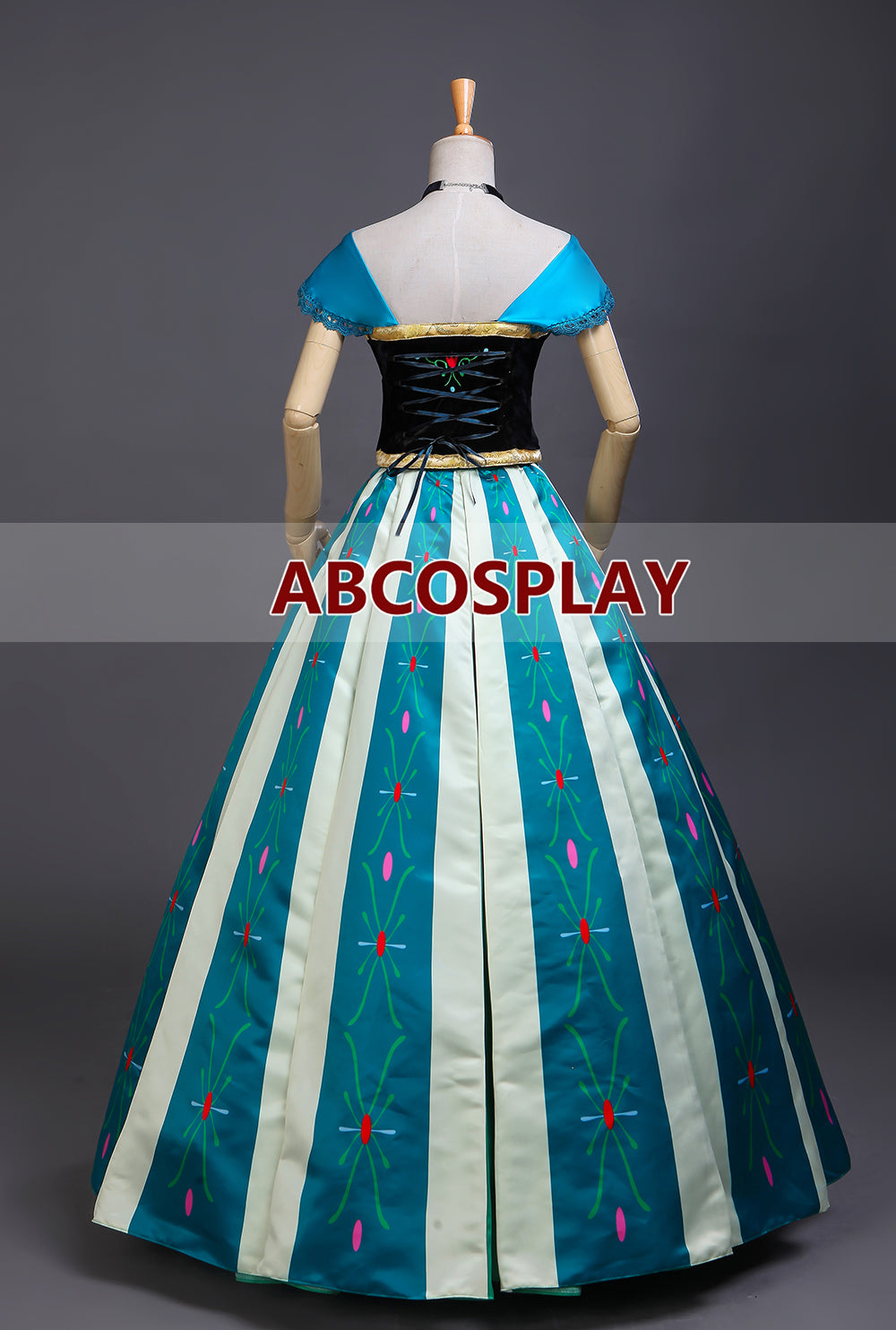 Princess Frozen Anna Printed Dress Cosplay Costume