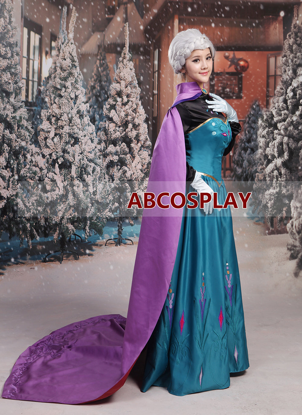 Frozen Elsa Coronation Dress Cape Embroidery Cosplay Costume