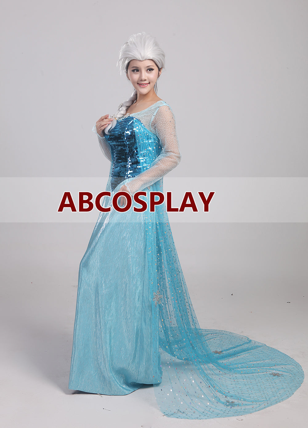 Frozen Elsa Princess Dress Cape Cosplay Costume Sequin
