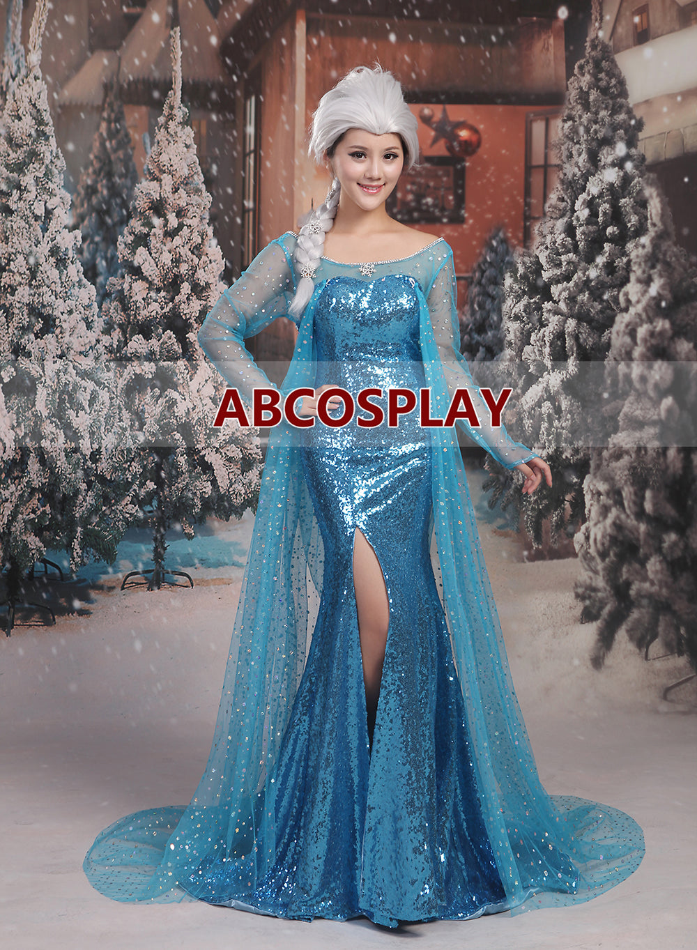 Frozen Elsa Princess Dress Cape Woman Cosplay Costume Style A