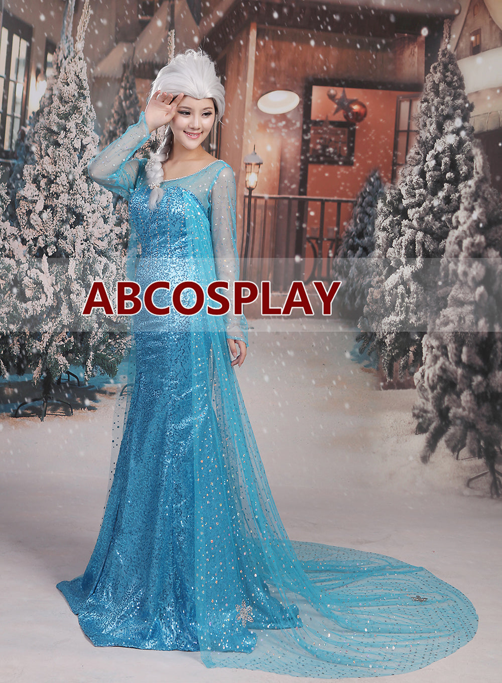 Frozen Elsa Princess Dress Cape Woman Cosplay Costume