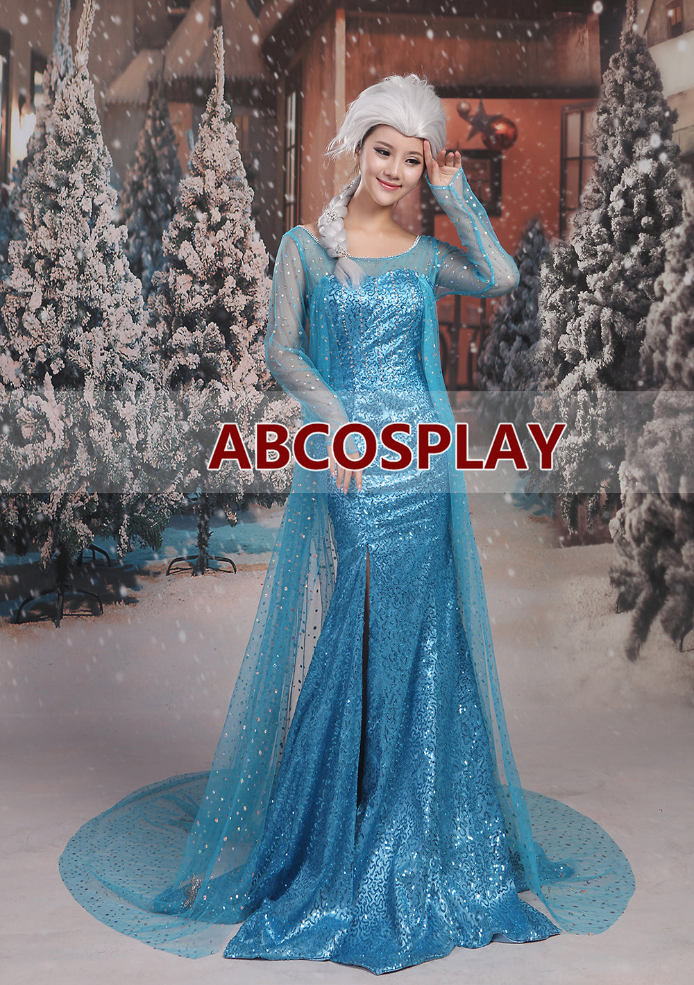 Frozen Elsa Princess Dress Cape Woman Cosplay Costume