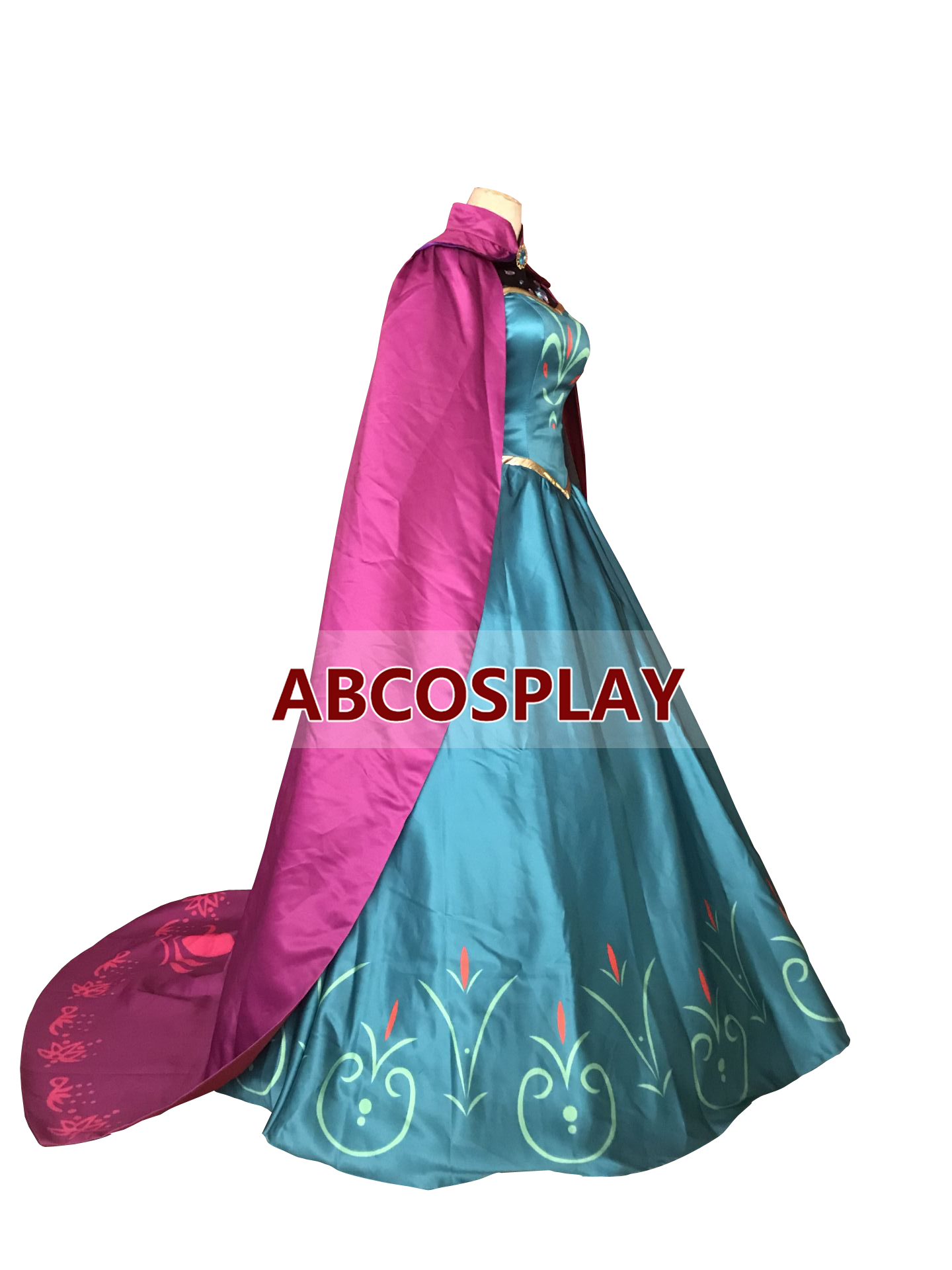 Princess Frozen Elsa Printed Dress Cloak Cosplay Costume