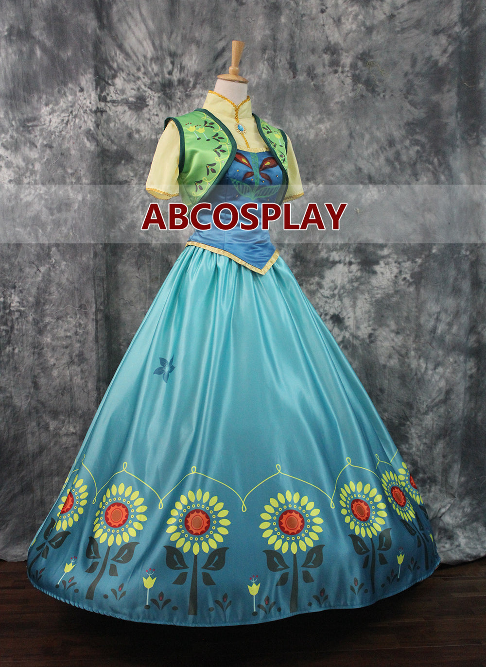 Frozen Fever Anna Printed Dress Cosplay Costume