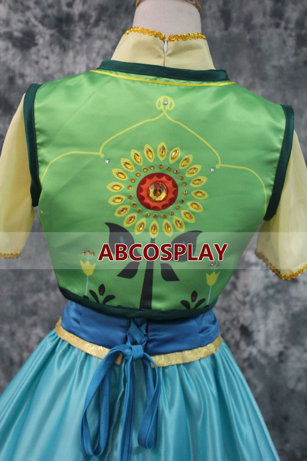 Frozen Fever Anna Printed Dress Cosplay Costume