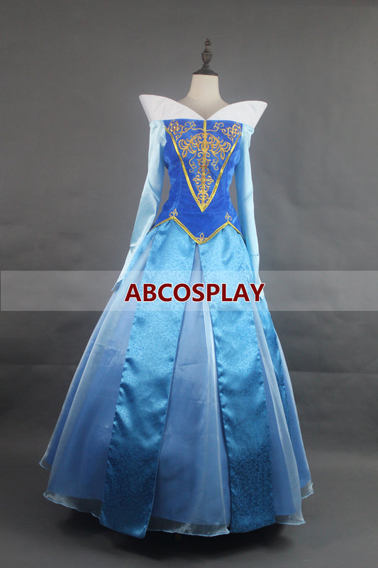 Princess Sleeping Beauty Aurora Blue Dress Woman Cosplay Costume Adult Girls