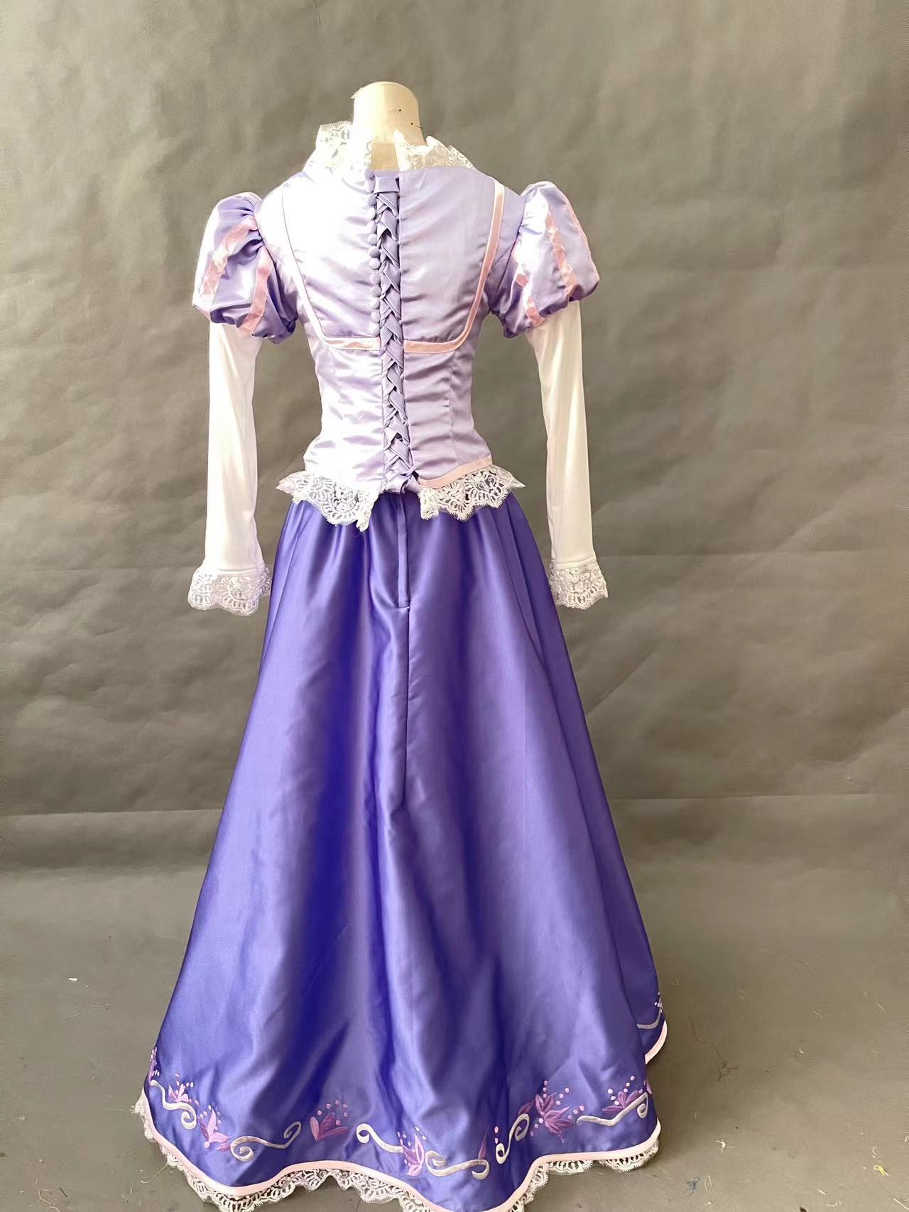 Tangled Rapunzel Embroidery Princess Dress Cosplay Costume