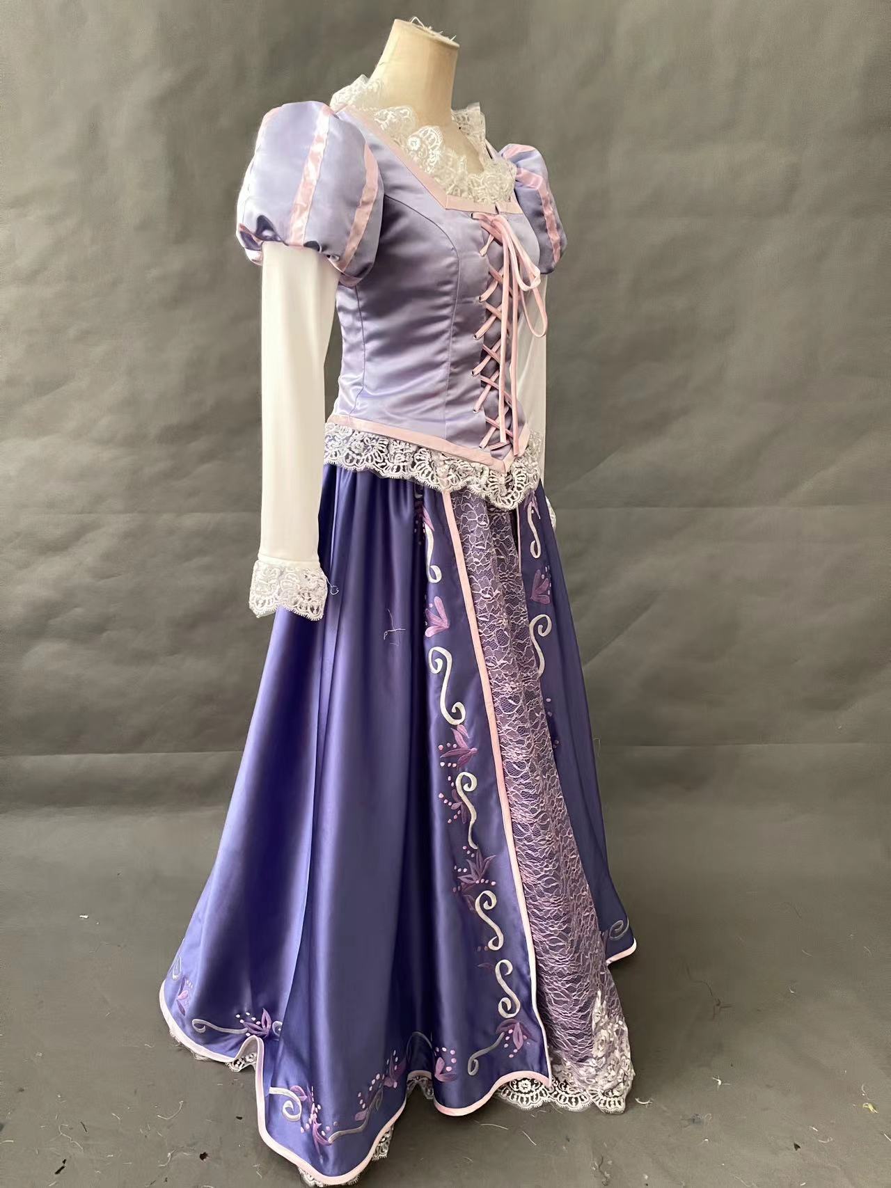 Tangled Rapunzel Embroidery Princess Dress Cosplay Costume