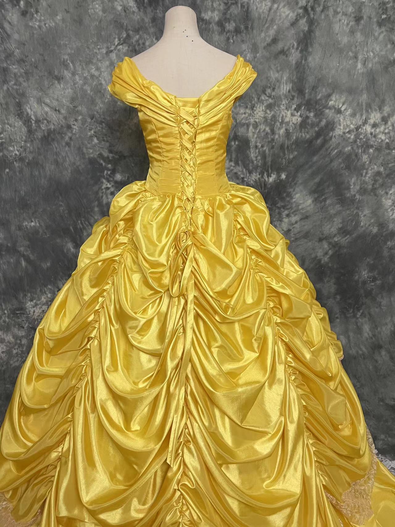 Beauty And Beast Princess Belle Long Tail Cosplay Costume