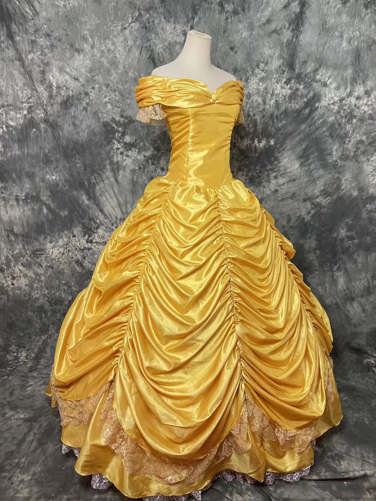 Beauty And The Beast Princess Belle Dress Cosplay Costumes Free Shipping