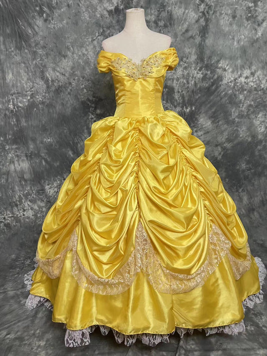 Beauty And Beast Princess Belle Long Tail Cosplay Costume