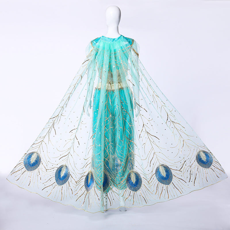 Princess Aladdin Jasmine Dress Green Cosplay Costume