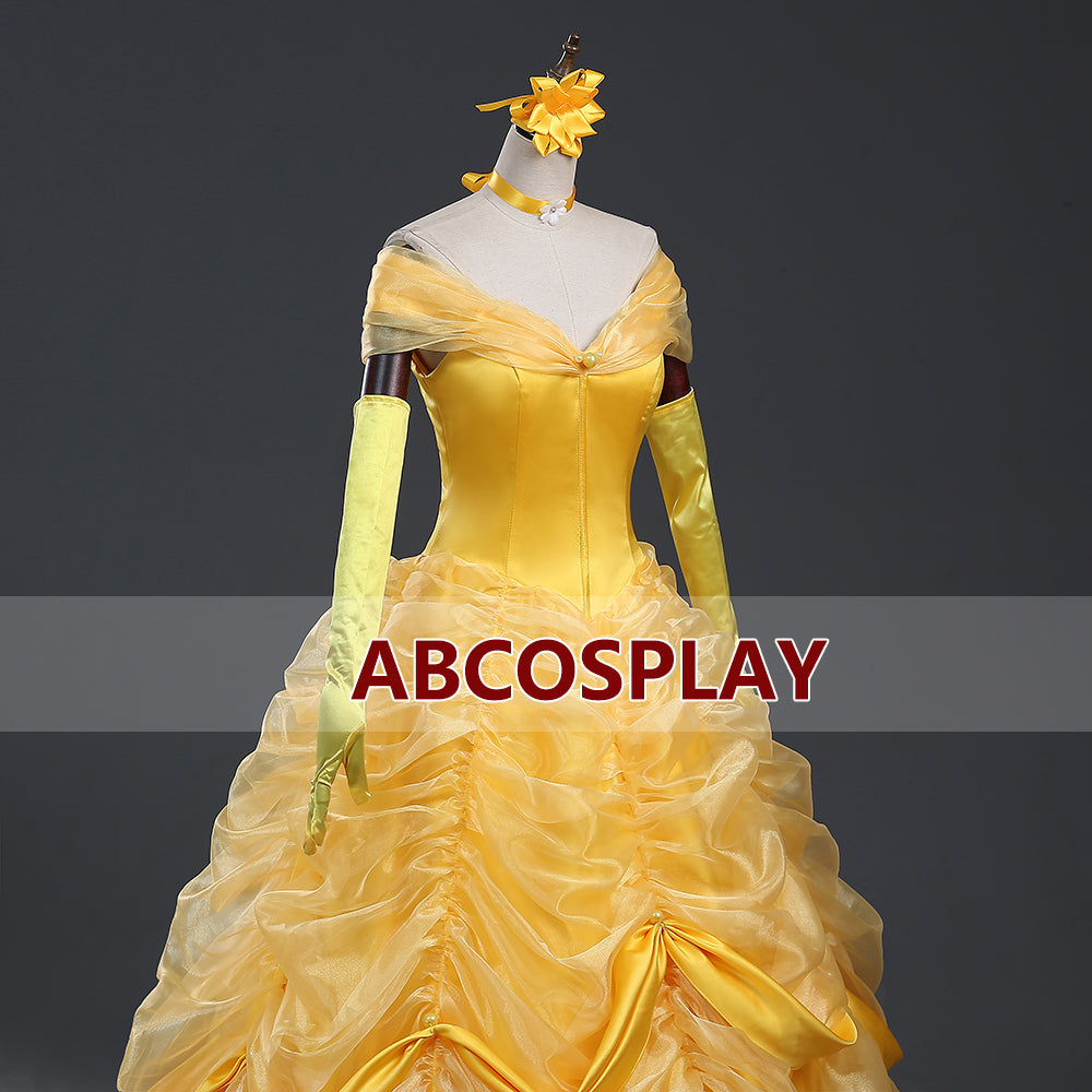 Beauty And The Beast Princess Yellow Dress And Cape Cosplay Costume