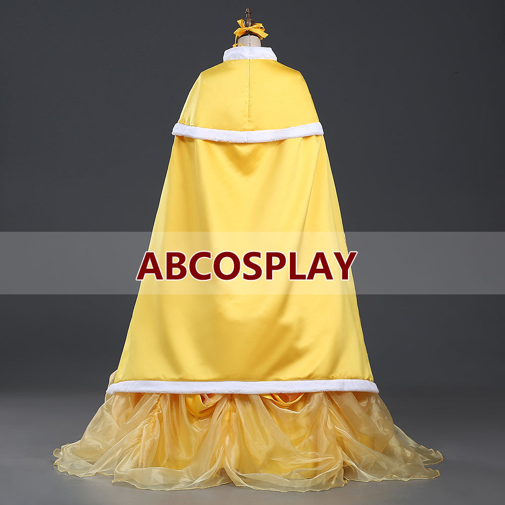Beauty And The Beast Princess Yellow Dress And Cape Cosplay Costume